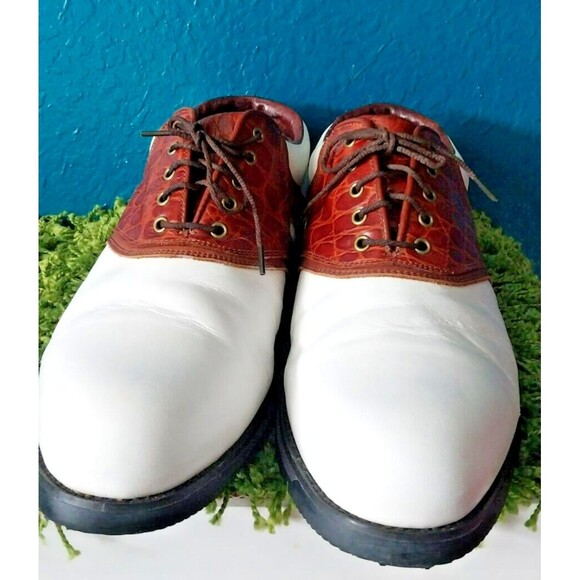 Florsheim Spikeless White/Brown Magneforce Golf Shoes Size 9.5 Men's - Picture 3 of 11